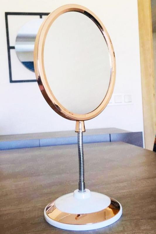 Elegance 360 Derece Dönebilen Çift Taraflı Büyüteçli Masa Makyaj Aynası | Spiralli Ayna Oval