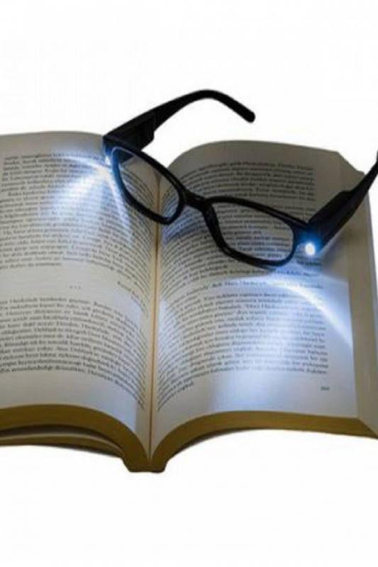 Kitap Okuma Gözlüğü Okuma Lambası Led Işıklı Pilli Camsız