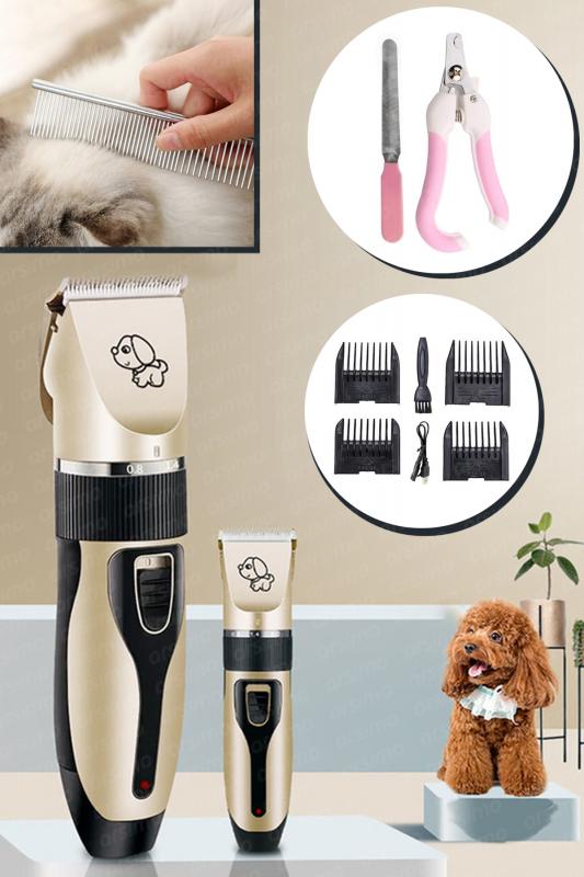 Evcil Hayvan Kedi Köpek Pil ve Şarjlı Tıraş Makinesi Tırnak Makası Törpü Tüy Fırçalı Bakım Seti 