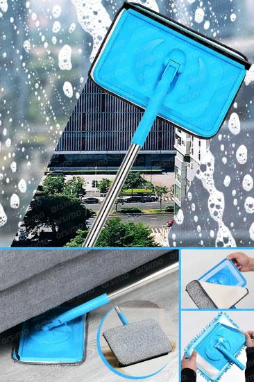 Toptan Kare Mop Ev Temizlik Paspas Seti + 1 Microfiber Bez + 1 Şönil Peluş Başlık Fiyatı
